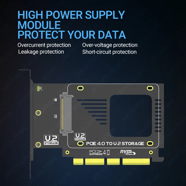 JEYI U.2 to PCIe 4.0 Adapter NVMe 2.5 U.2 SFF 8639 SSD PCIe x4 x8 x16 Expansion Card U.2 SSD U.2 Drive PEX4SFF8639 AliExpress 7