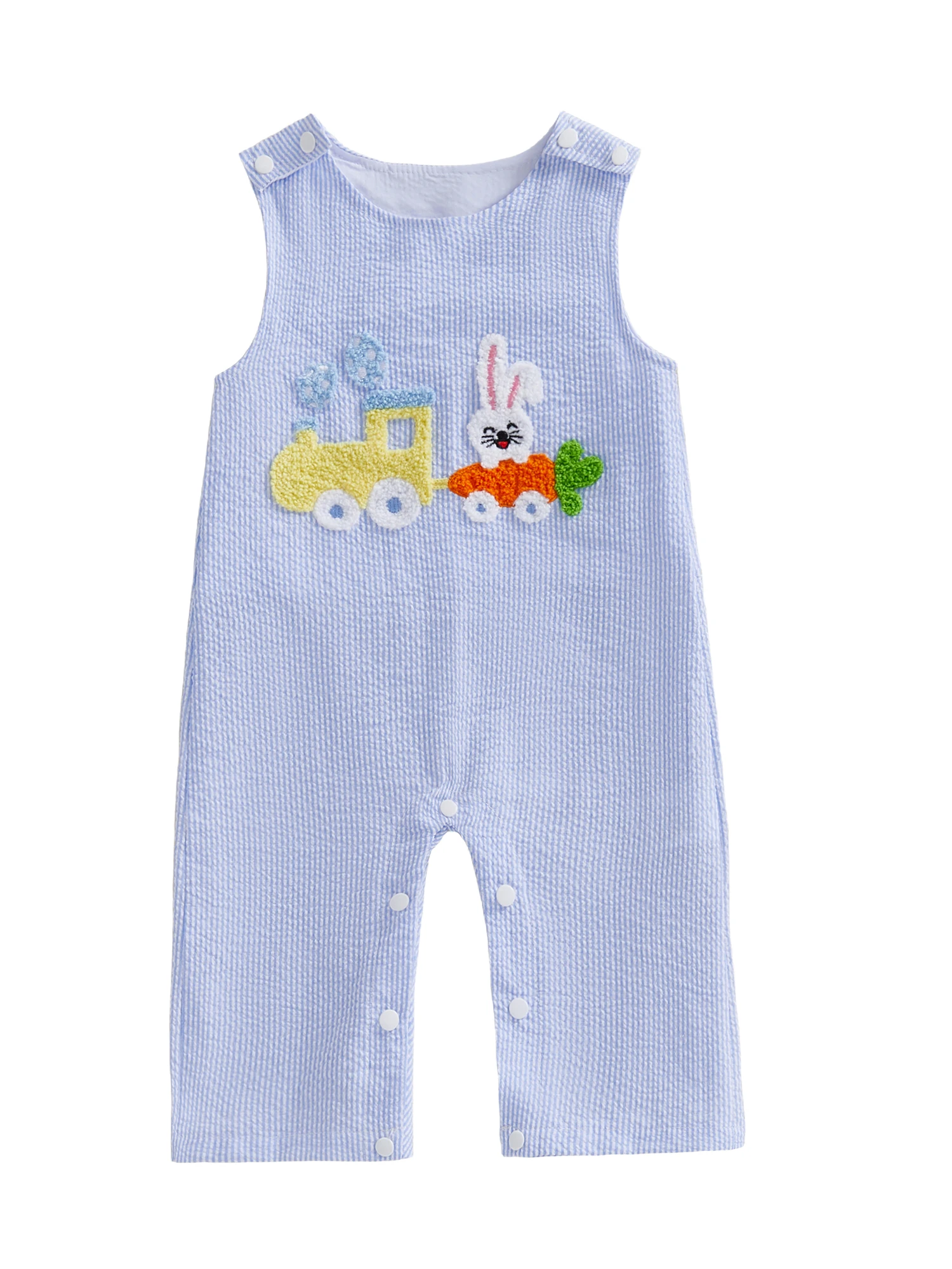 

Милый комбинезон без рукавов с принтом пасхального кролика, круглым вырезом и дизайном без ног для новорожденных — очаровательный детский комбинезон с вышивкой шлейфа