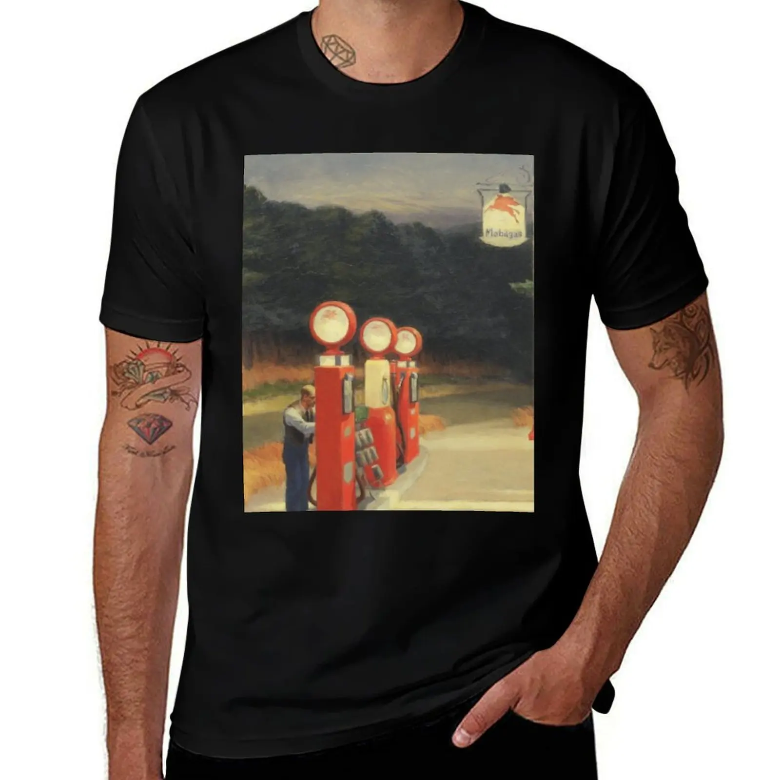 1940s Gas Pump - Edward Hopper T-Shirt man t shirt summer T-Shirt
