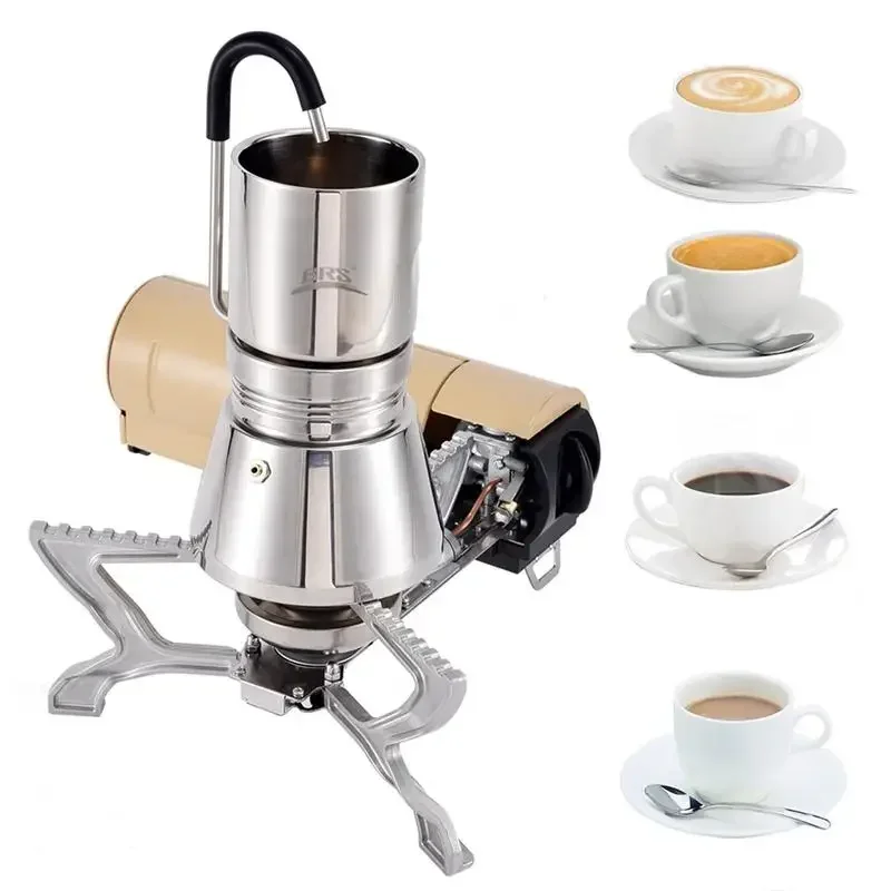 

BRSTC05 Espresso Maker Camping Stovetop Coffee Distiller Maker Stainless Steel Moka Pot Coffee Maker For Camping Accessories2026