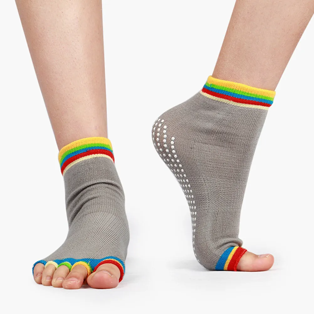 

2Pair Anti-Slip Yoga Socks Silicone Grip Non-Slip Socks for Ballet Dance Pilates Fitness Sports Pink Dark Grey