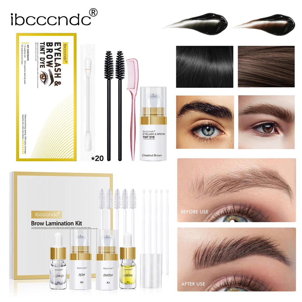 

Brow Lamination Tint Kit Semi-Permanent Eyebrow Lifting Perm Lotion Dye Cream Dark Brown Brow Setting Beauty Salon Home Use