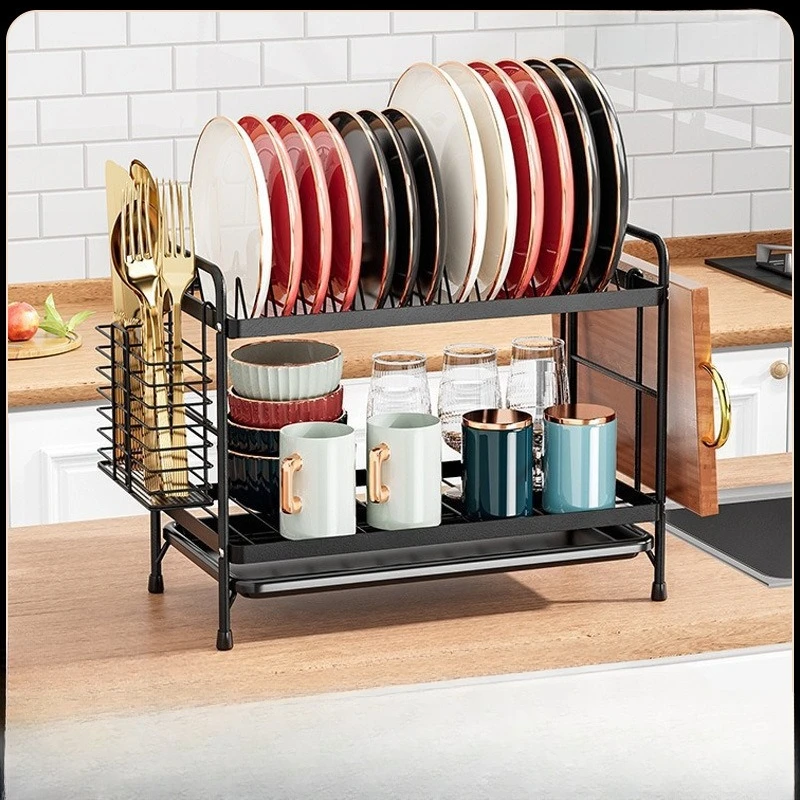 

Кухонная многослойная полка для хранения, полка для сливных чаш, многофункциональная столешница для посуды, полка для посуды из кованого железа