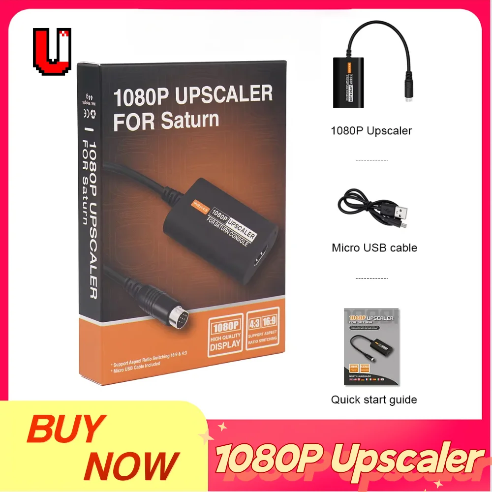 Convertidor HDMI para SEGA Saturn SS 1080p Upscaler 4:3/16:9, interruptor de relación de aspecto, convertidor de entrada de vídeo S para todas las consolas Saturn