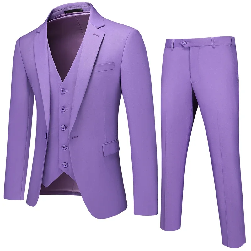 Fato formal masculino de negócios, jaqueta, colete, calça, noivo, casamento, banquete, festa, roupas, marca high-end, M-6XL, 3pcs conjunto