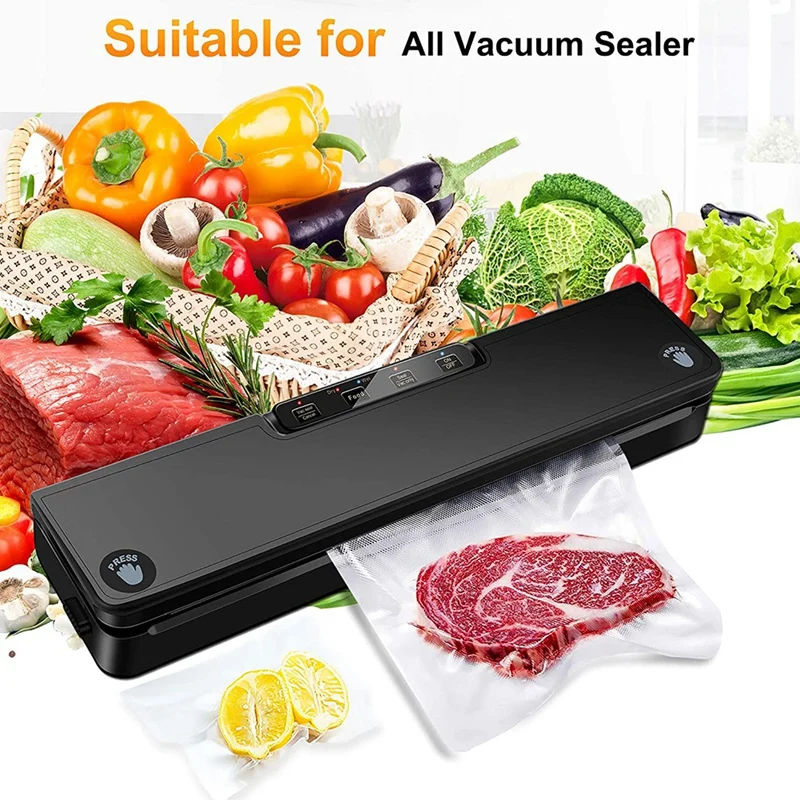 Rouleaux de sacs sous vide alimentaires, sacs d'emballage sous vide, sacs de rangement sous vide, cuisine domestique, 5 rouleaux