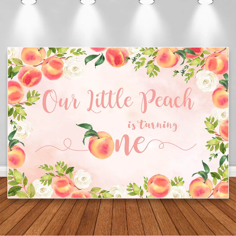 Baby Shower Pink Peach Backdrop A Sweet Little Peach is On The Way Photography Background Banner Girl Birthday Photo Booth Props