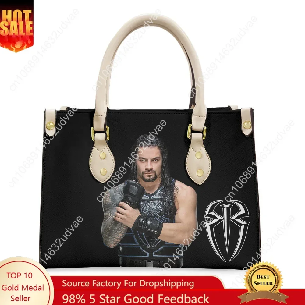 

Roman Reigns Tote Bag Purse Womens Mens High Quality Personalized Text Image PU Leather Handbag Commuter Shopping Gift Bags