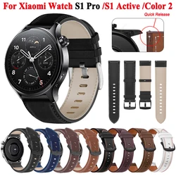 22mm Genuine Leather Strap For Xiaomi Mi Watch S1 Pro Active Color 2 Sport S2 46mm 42mm Smartwatch Band Wristband Bracelet