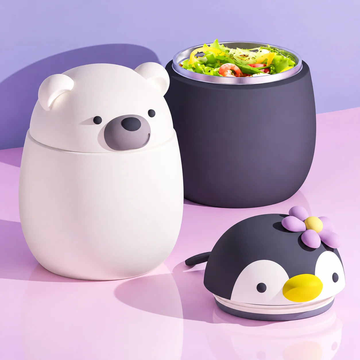 ASOBU Cute Cow Insulated Food Jar Stainless Steel Thermos Lunch Box for Kids Portable Leakproof Soup Container Food Flask