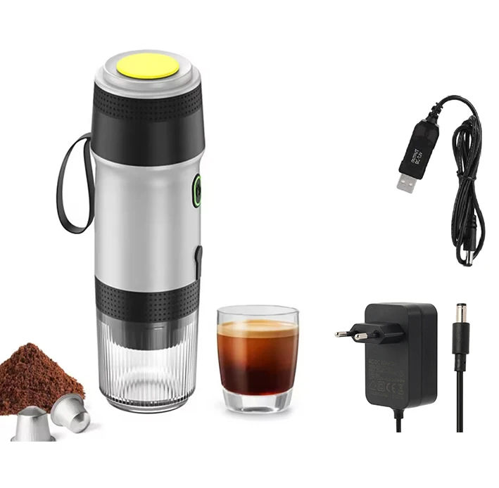 

EU adaptor rechargeable Portable Electric Coffee maker small Capsules Espresso Machine Heat Compatible big Capsule Ground Coffee