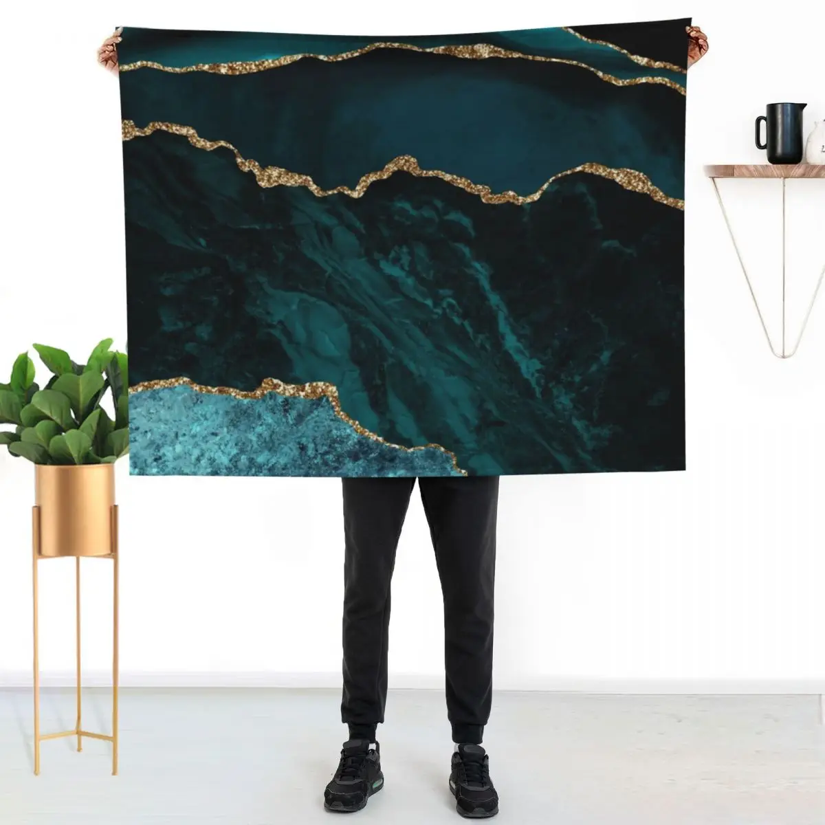 Amazing Blue and Teal Faux Malachite Marble Throw Blanket Baby cosplay anime Sofa Quilt For Baby Soft Beds Blankets