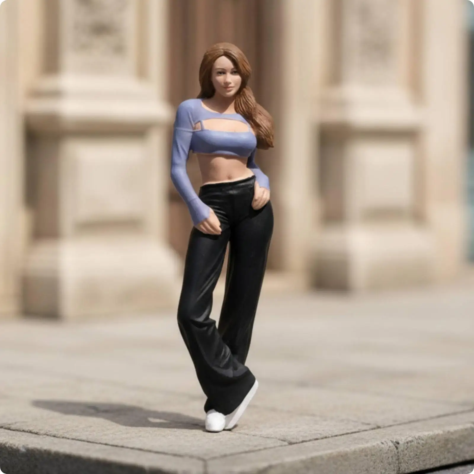 Resin Figurine Hand Painted Woman Cross Legged Pose Miniature Model Decor for Diorama Shelf Display