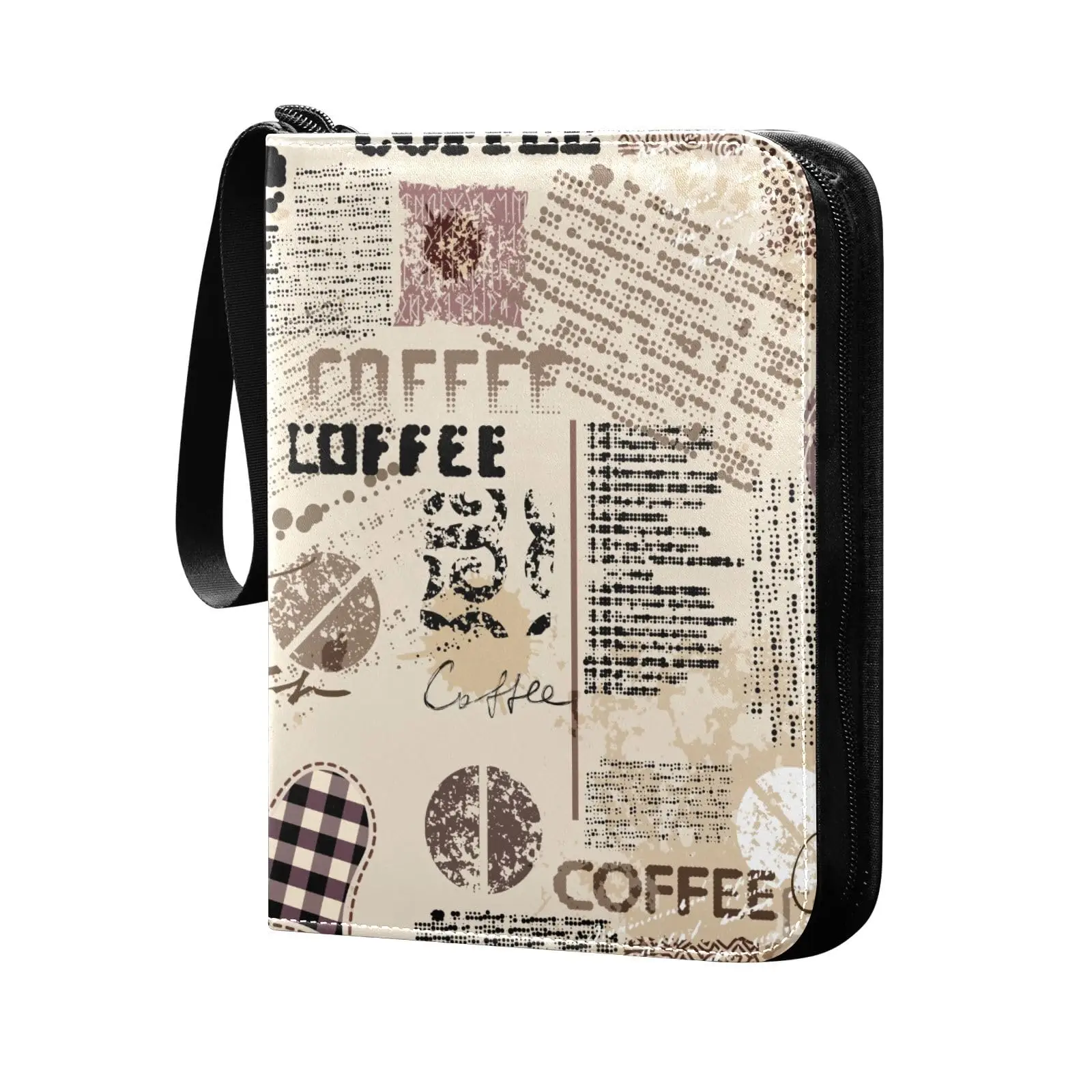 Coffee Card Binder 4 Pocket Card Binder, 400 Double Sided Pocket Album for Sport Game Cards, Unique Card Collection Storage