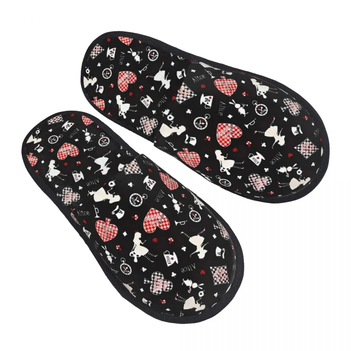 

Custom Alice In Wonderland Soft Memory Foam House Shoes Slippers Women Anime Comfy Warm Anti-Skid Slipper
