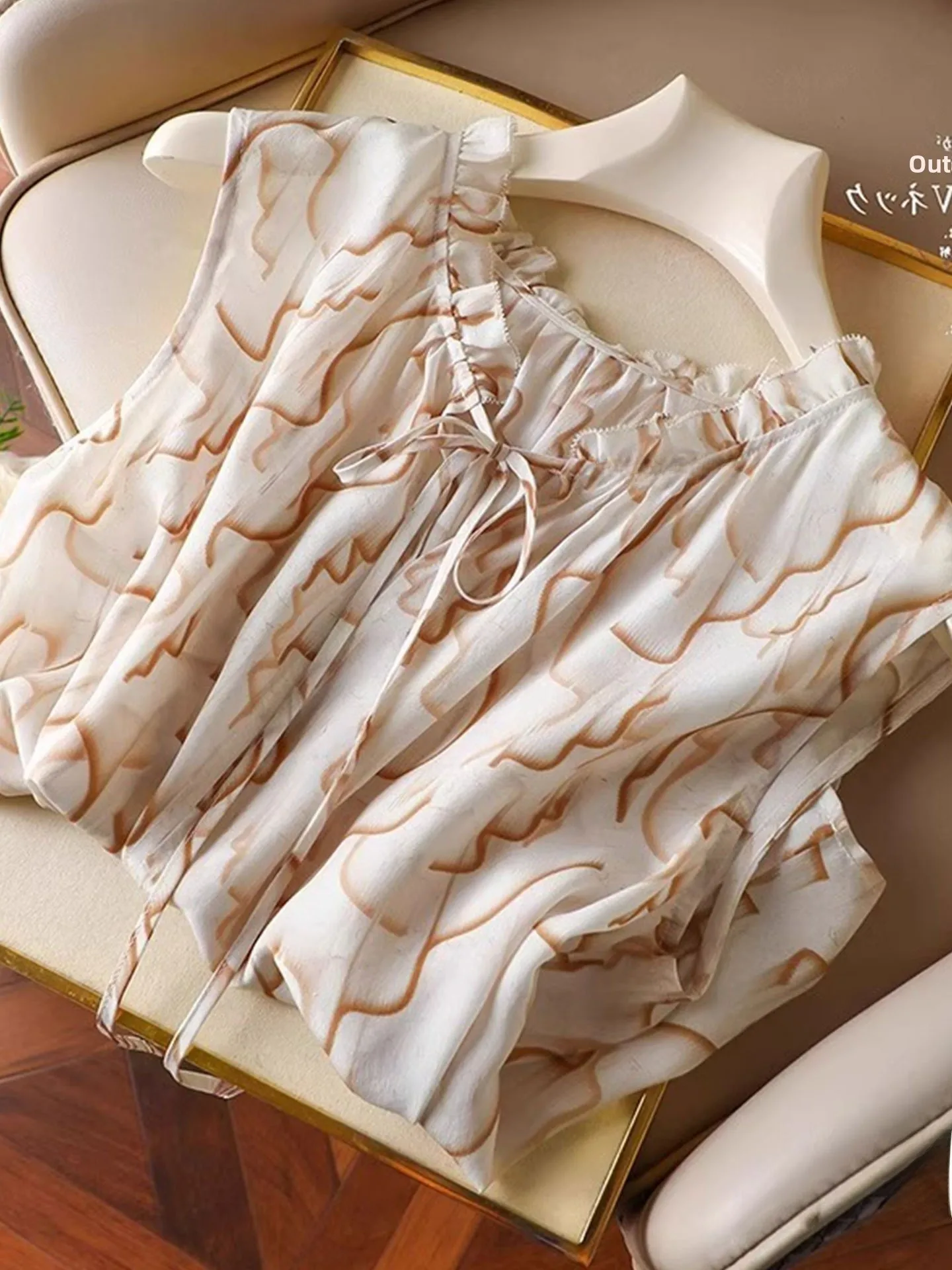 

Женский летний топ Neline 2026 из шелка с завязками на талии, в корейском стиле, для повседневной носки, Ele Romantic Wood