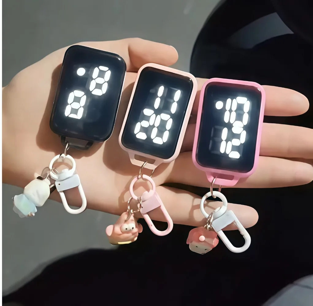 Mini LED Electronic Watch Keychain Portable Pocket Digital Clock Hanging Time Display for Students Bike Motorcycle Gift