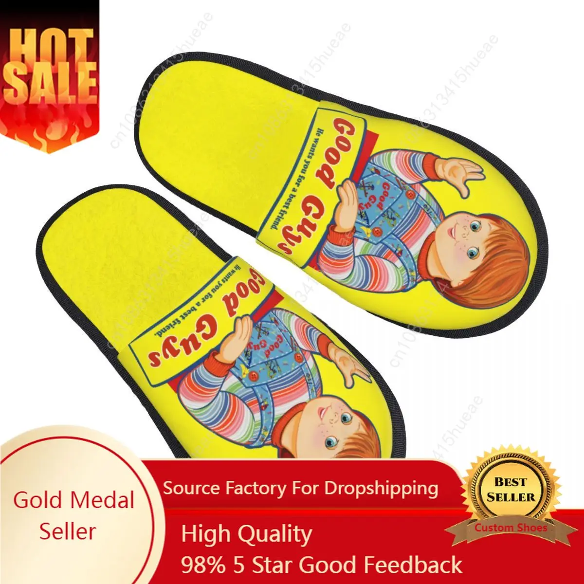 

Custom Child's Play Good Guys Memory Foam Slippers Women Soft Warm Chucky House Slippers