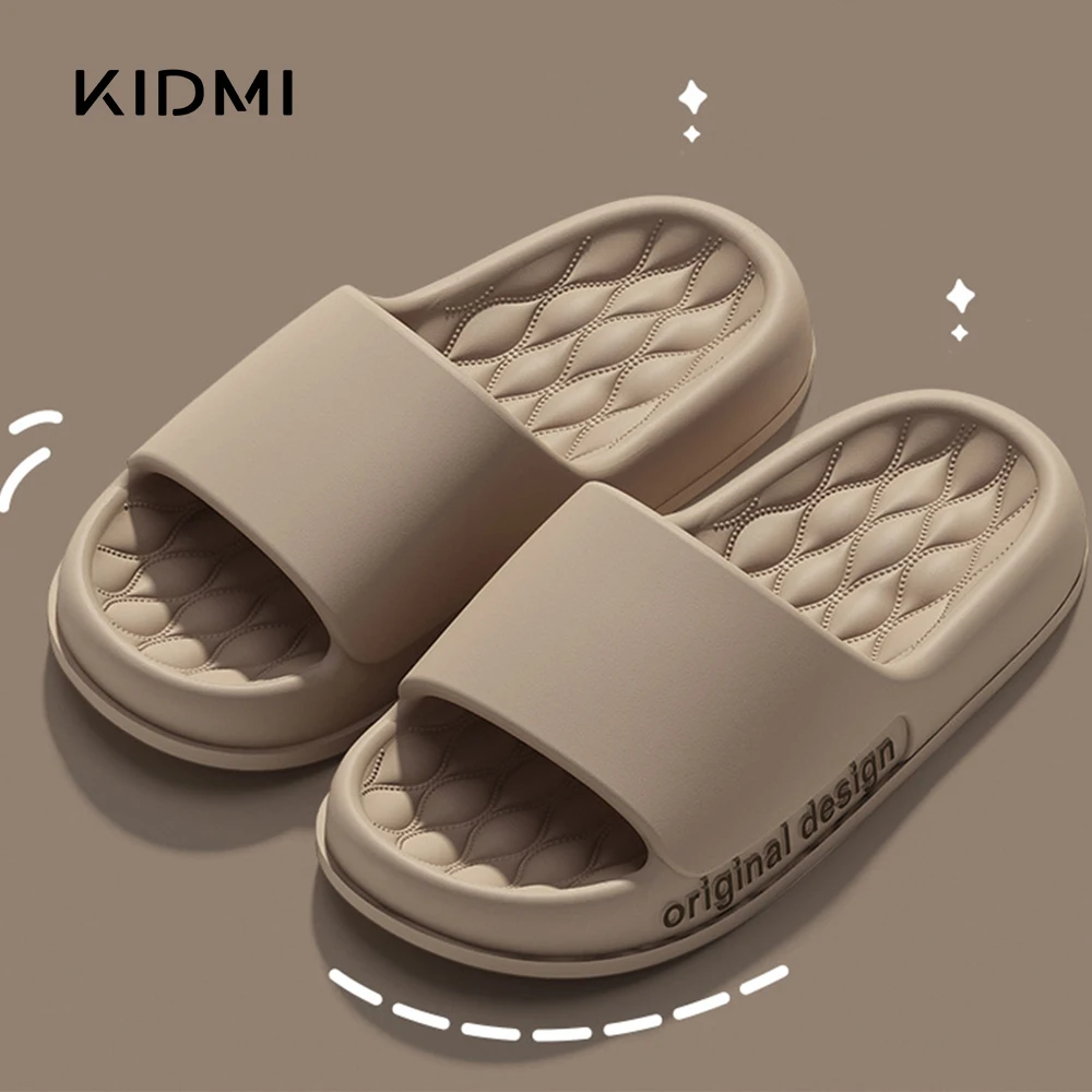 Kidmi Women Letter Slippers PVC Beach Slippers Summer Solid Men Platform Slippers Indoor Anti Slip Bathroom Shoes For Women 2024