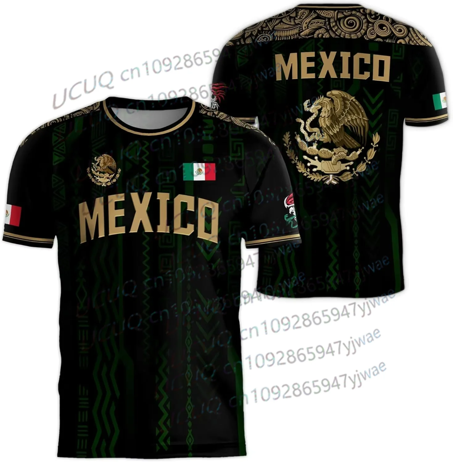 2026 Mexico National Flag Print Men's Women's Short Sleeve T-shirt 3D Print Tees Outdoor Football Jersey Sports Casual Tops image 5