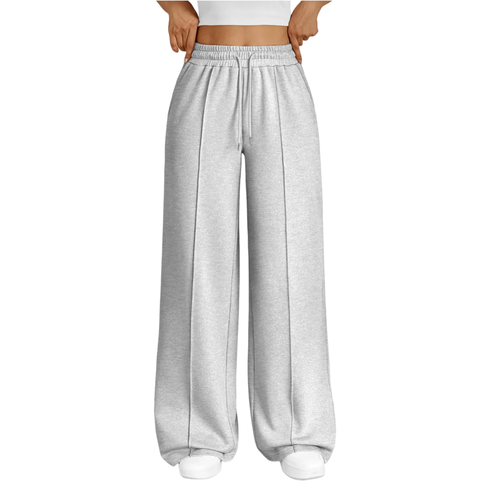 Wide Leg Pants For Women’S Fleece Lined Sweatpants Straight Pants Bottom All-Math Plain Fitness Joggers Pants Travel Basic