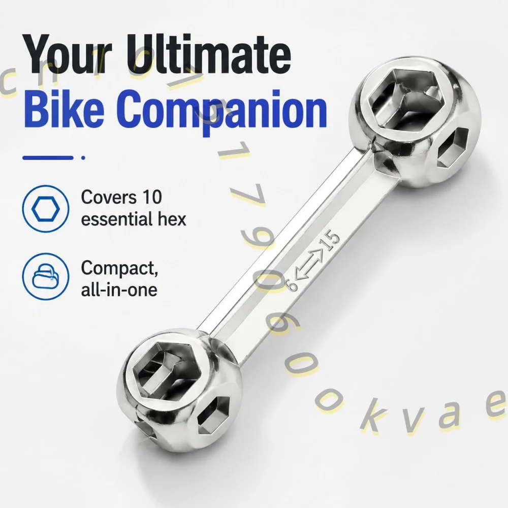 10-in-1 Bone Wrench Multi-Tool Portable Bicycle Repair Spanner Hexagonal Socket Wrench Tool 6-15mm for Bike Maintenance