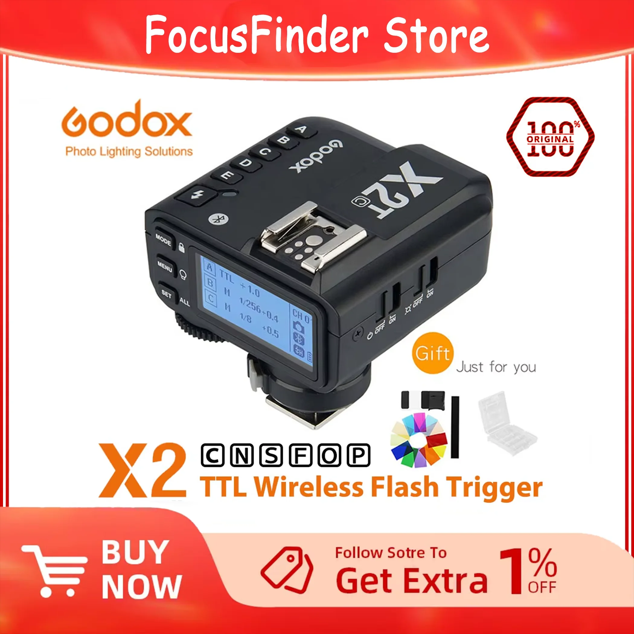 

Godox X2 X2T Trigger X2T-C X2T-N X2T-S X2T-F X2T-O TTL HSS 1/8000s Беспроводной передатчик вспышки для Canon Sony Nikon Fuji Olympus
