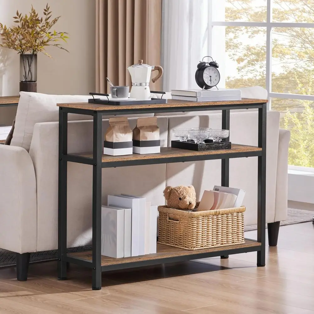 Industrial ole Table, 3 Tier Entryway Table with Storage Shelves, Narrow Soa Tables or Living Room, oyer, Hallway, Entrance, Met image 4
