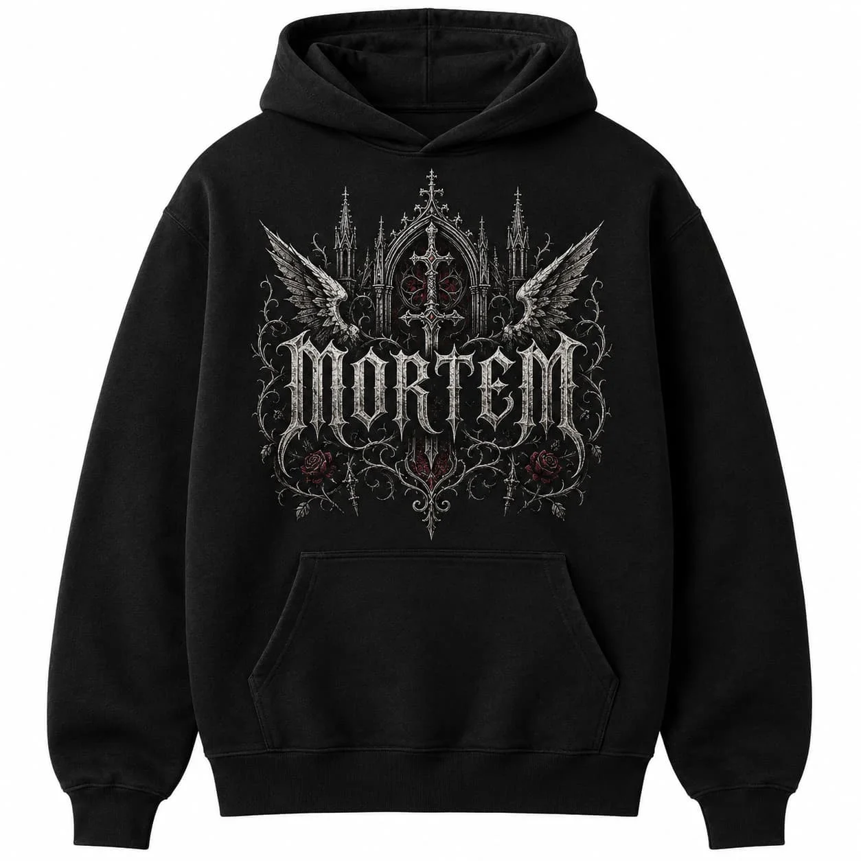 Autumn Winter Casual Gothic Mortem Wing Cross Print Men hooded sweatshirt Women Boys coat Top Parent Child Kid 's Cotton Hoodie