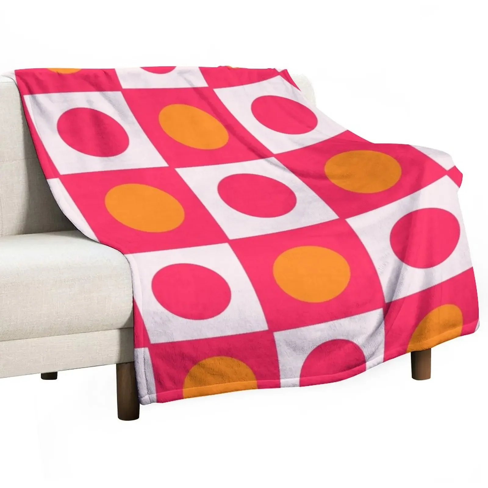 

Hot Pink and Orange Checkered Pattern Throw Blanket Custom Personalized Gift Blankets