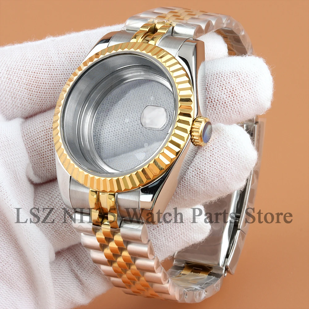 

Gold Silver 36/39MM Sapphire Glass Watch Case For DATEJUST NH35 NH36 Movement 28.5MM Dial Accessories Stainless Steel Bracelet