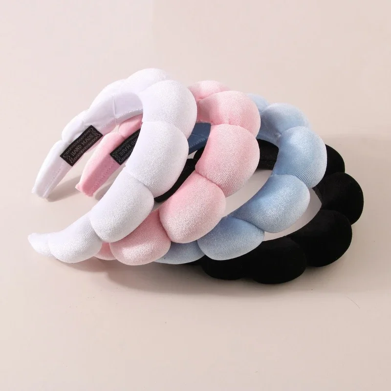 

2026 Fashion Sponge Headband for Women Girls Puffy Hair Band Makeup Bubble Retro Terry Cloth Headbands Hair Accessories Headwear