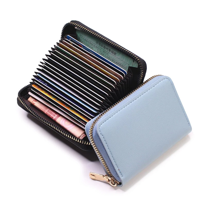 Business Card Holder Wallet Women Men Solid Color Portable Multifunction Bank/Id/Credit Card Holder Multi-Card Wallet Case