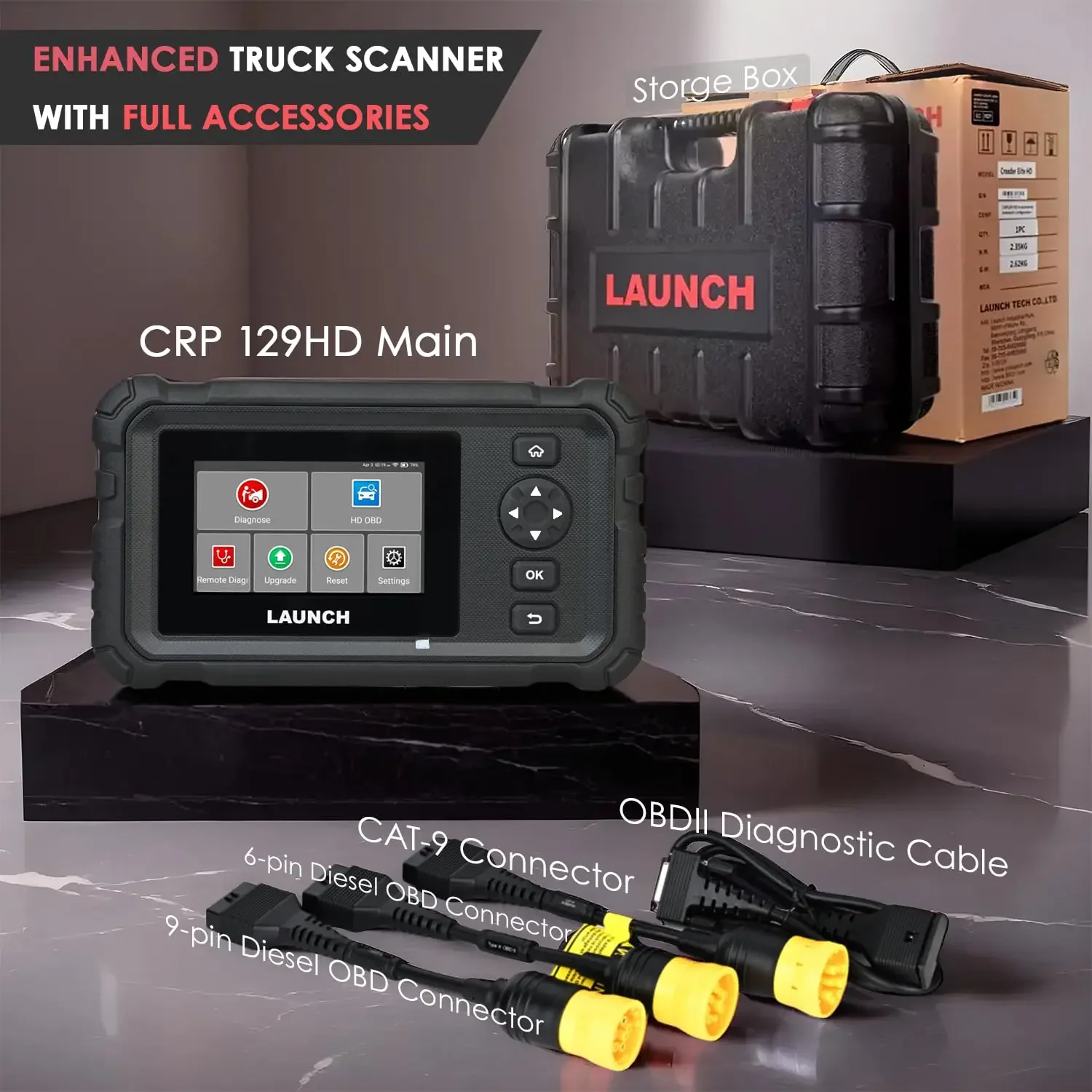 2024 New LAUNCH X431 CRP129 HD OBD2 Scanner All Systems Heavy Duty Scan Truck Diagnostic Tool 7 Resets AUTO Diagnose  Scan Tool