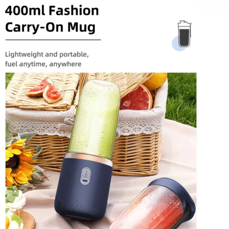 Licuadora Portátil Recargable por USB, Mini Licuadora de 6 Cuchillas para Smoothies, Batidos y Jugos Frescos en Casa/Viajes