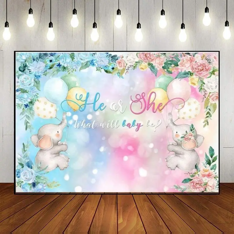 What Will Baby Be Gender Reveal Boy or Girl He She Shower Newborn Photography Props Background Party Game Backdrops Backdrop