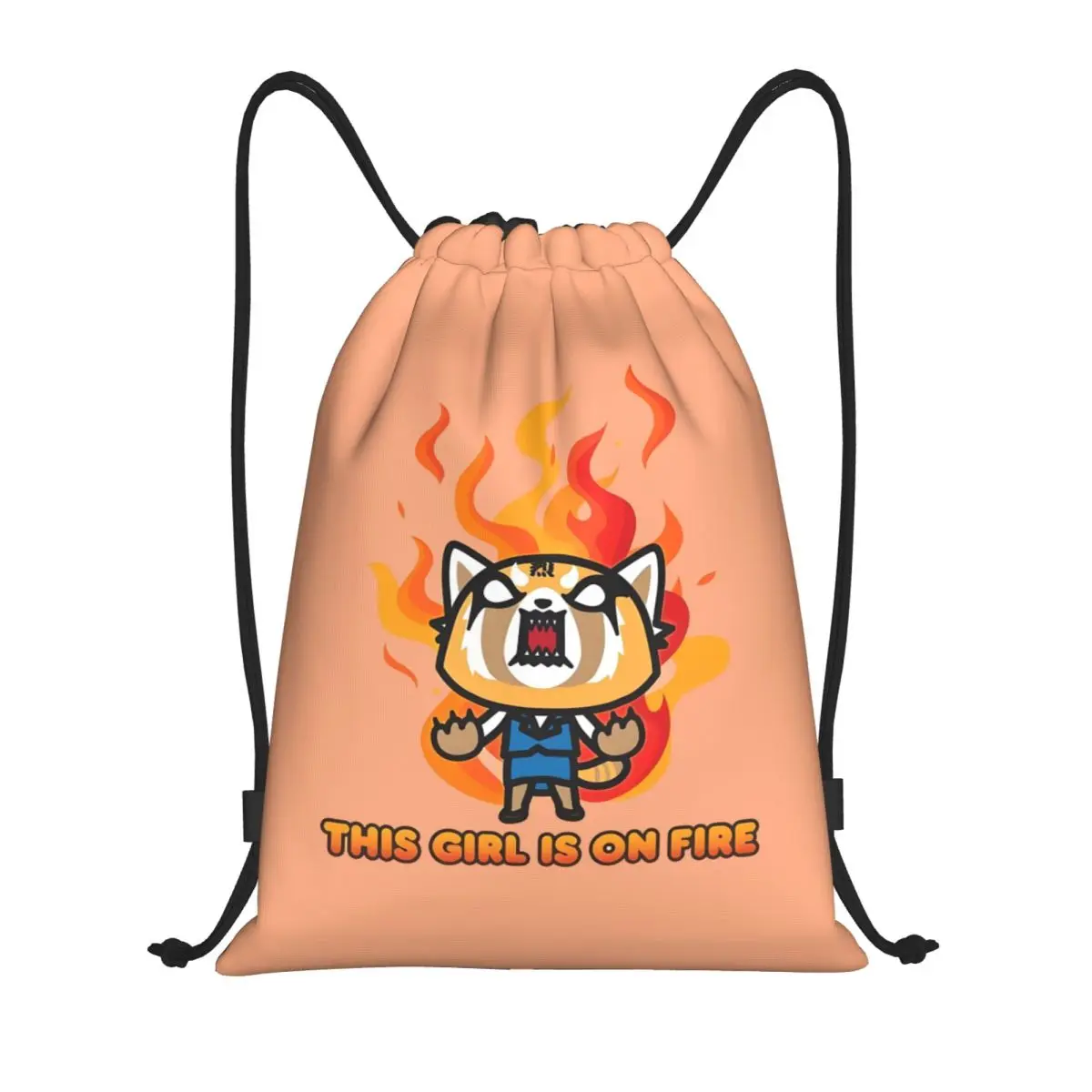 

Custom Aggressive Retsuko Drawstring Bags Men Women Lightweight Cartoons Sports Gym Storage Backpack