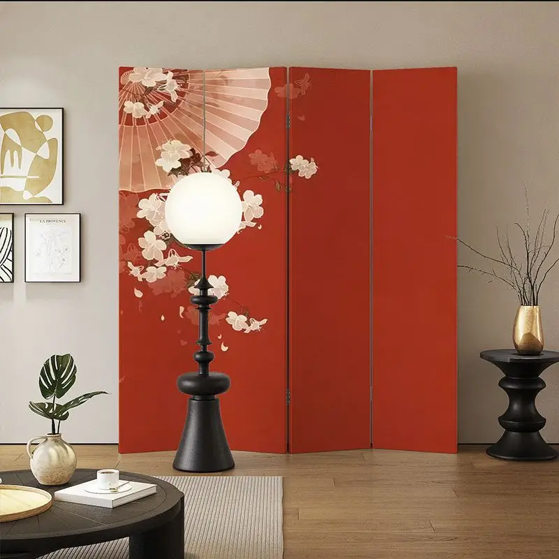 Folding screen guest tea room new partition mobile song dynasty background entrance solid wood aesthetics bedroom Chinese