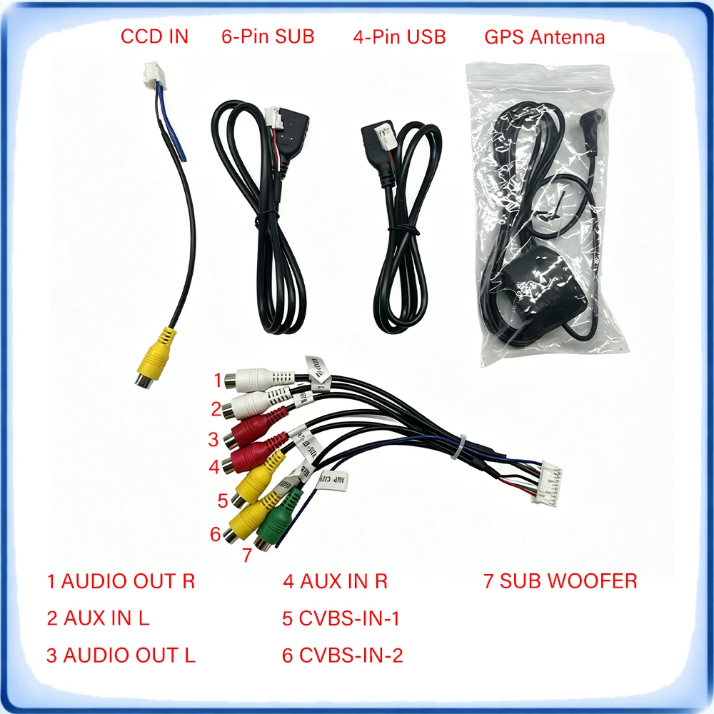 

Car Radio Replacement Wiring Parts 4-Pin 6-Pin for Android Multimedia GPS 4G, USB 4G Antenna SIM Slot Rear View Fan Cable