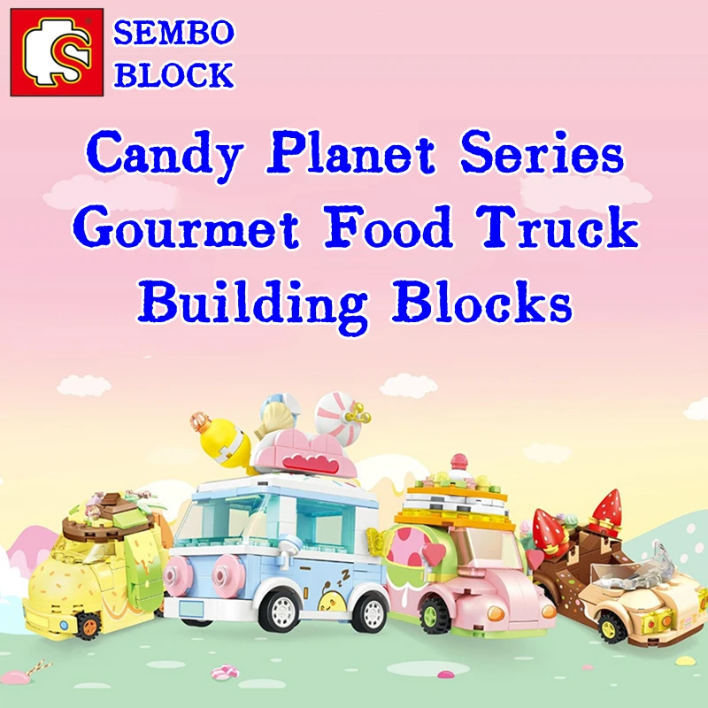 SEMBO BLOCK Candy Planet Series Food Truck Model Educational Assembly Toy Children’s Birthday Gift Kawaii Ornaments