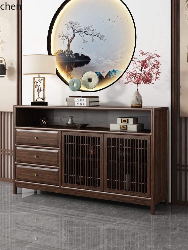 

YXY Ebony Bright Moon Настенное хранилище для гостиной Узкий чайный шкаф в стиле дзен Входной шкаф из массива дерева
