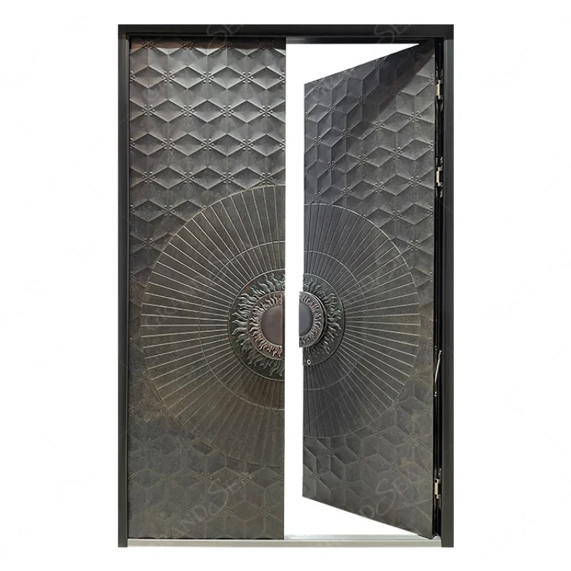 Puerta de aluminio fundido de seguridad de Metal blindado Exterior, diseño a prueba de balas, casa moderna de lujo, personalizado