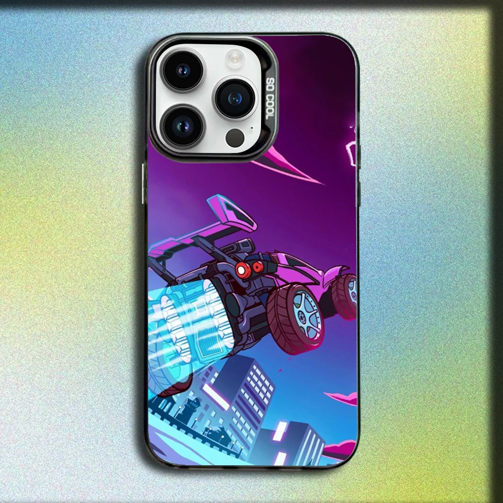 حافظة هاتف Game R-Rocket League لهاتف iPhone 16,15,14,13,12,11,Mini,Pro,SE,MAX غطاء أسود من السيليكون الرمادي غير اللامع