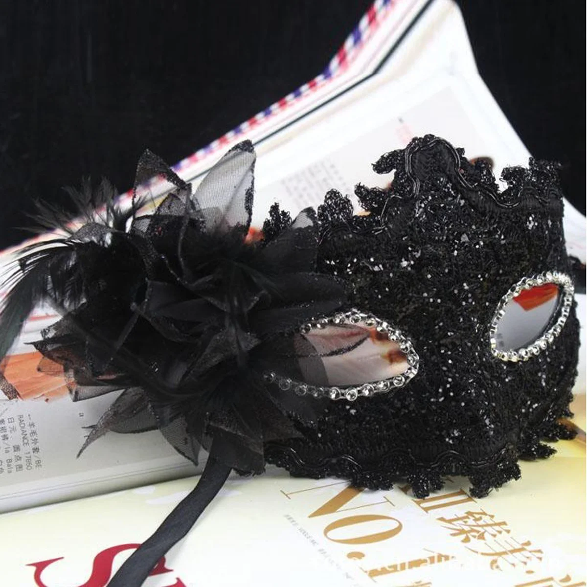 

Venetian Mask Black Costume Party Decoration Goddess Lace for Masquerade Ball Halloween Man