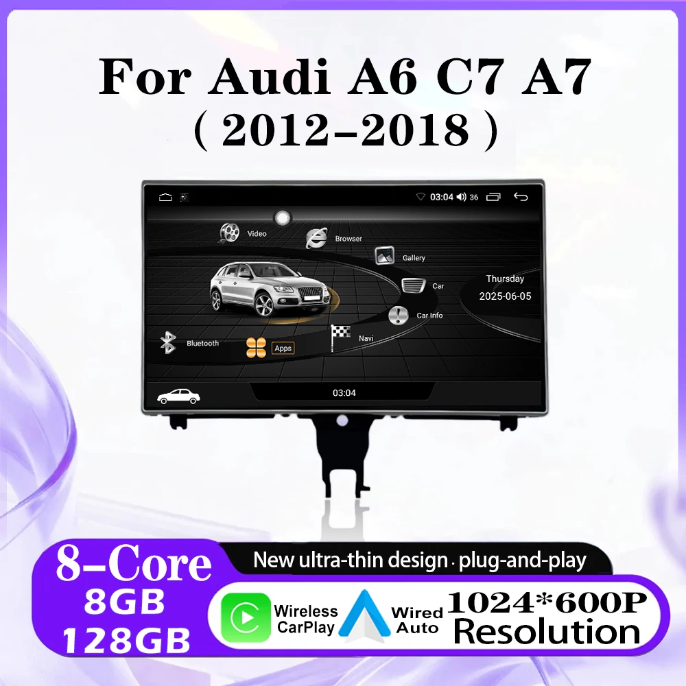 Android Auto Carplay For Audi A6 C7 A7 2012-2018 Car Radio Video Multimedia Player WiFi BT GPS Navigation DSP Stereo