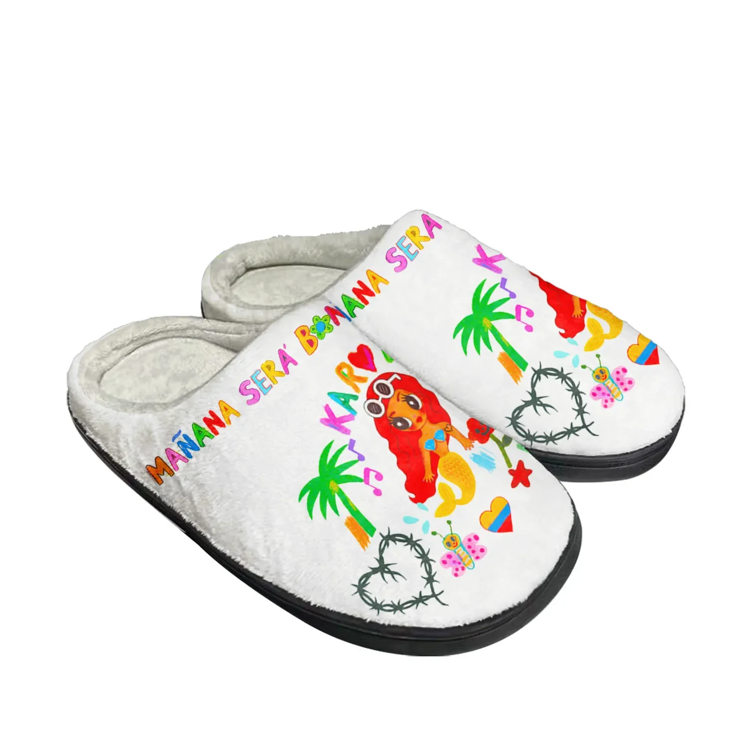Mañanabara Bonito Karol G Home شباشب قطنية مخصصة للرجال والنساء صنادل قطيفة لغرفة النوم أحذية دافئة غير رسمية شبشب حراري #2