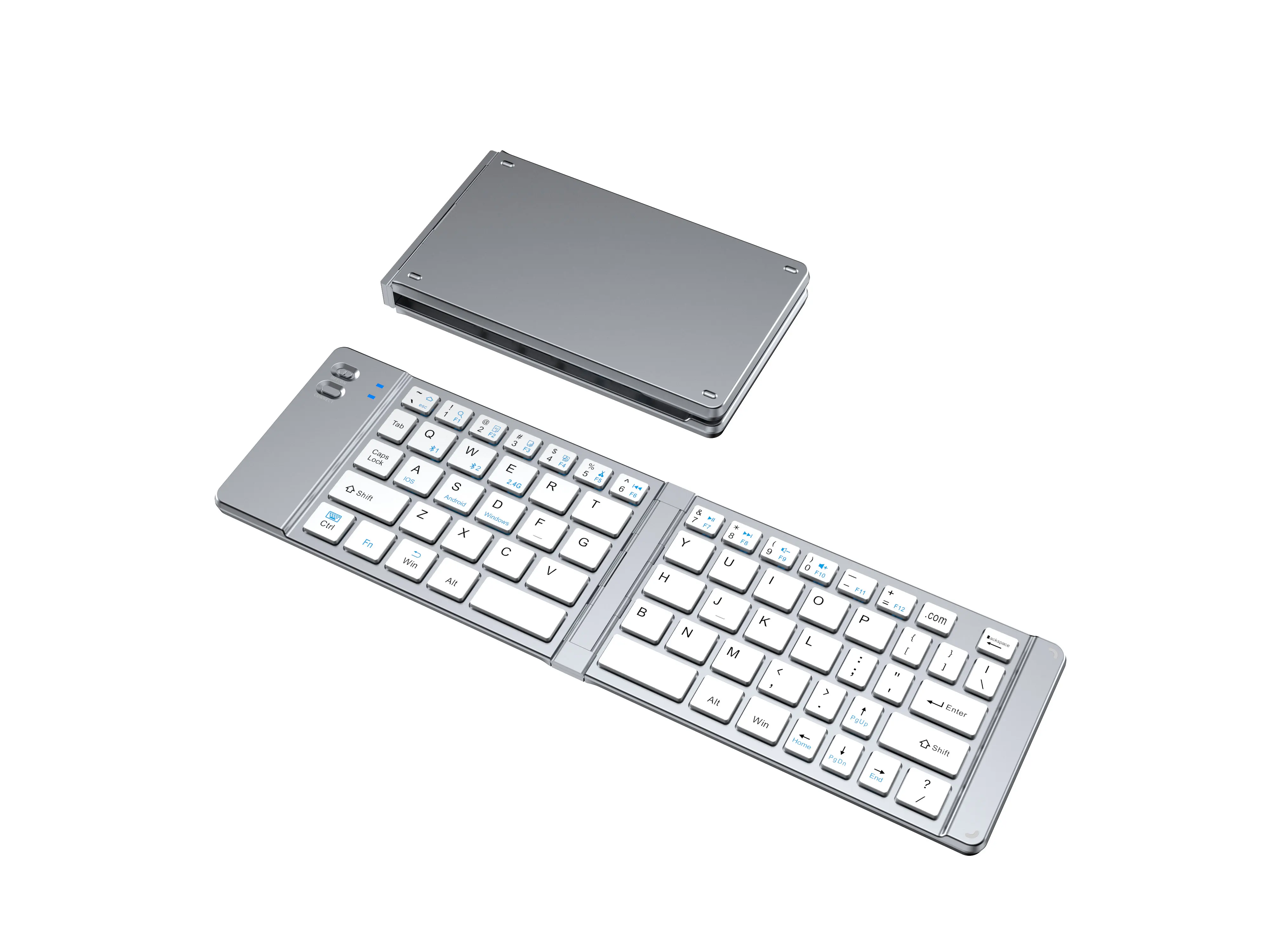 Seamless Folding Portable Wireless Keyboard 66 Keys Three Connection Modes 8mm Thickness 2-Hour Fast Charging Mini Keyboard