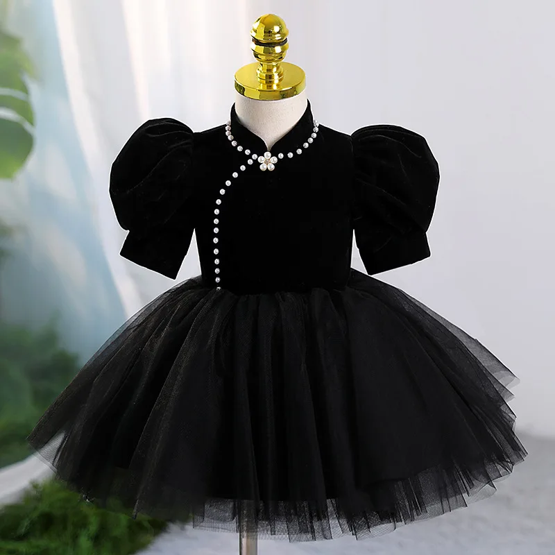 Vestido formal de princesa infantil, Vestidos de primeira cerimônia de aniversário para bebês, Trajes formais de festa noturna, roupas vermelhas fofas para crianças