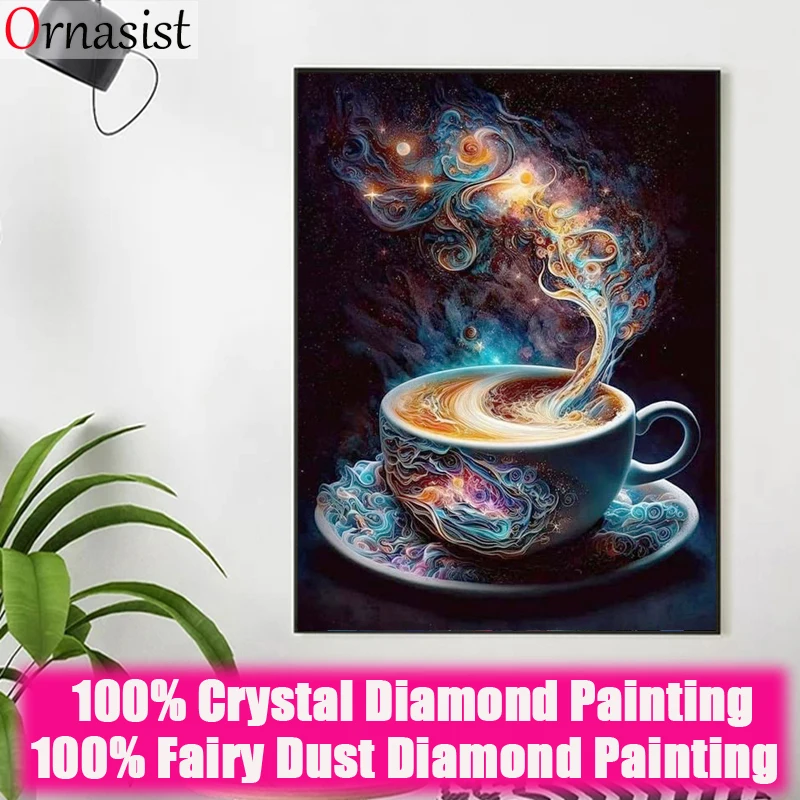 Fairy Dust Diamond Painting Kit Fantastic Starry Sky Coffee Cup Crystal Diamond Embroidry Galaxy Rhinesotne Mosaic  Home Decor