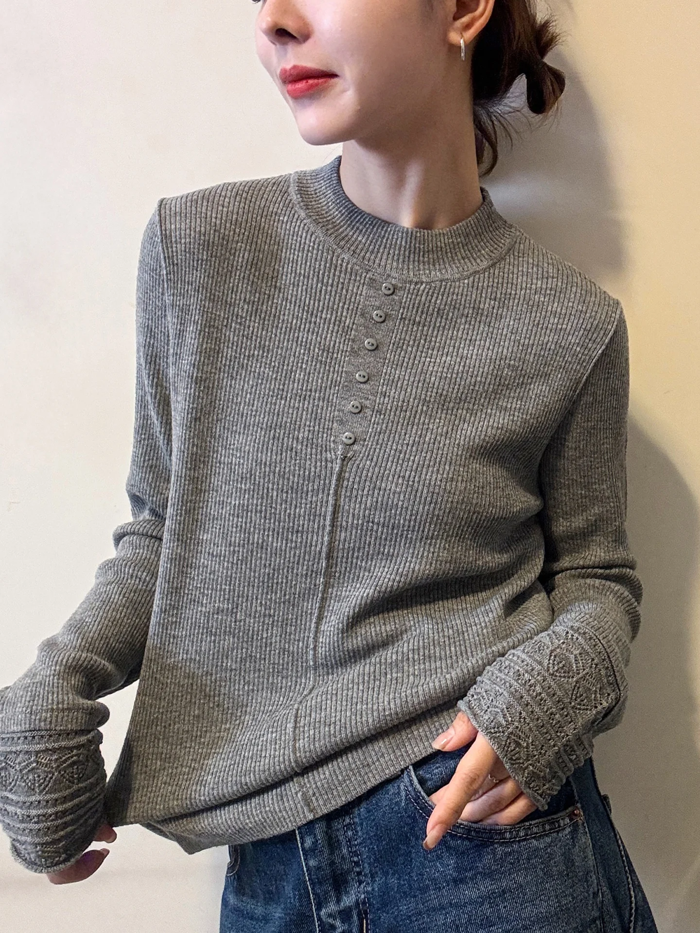 Eenvoudig gebreide lange Sve f hoge kraag casual ontwerp damestrui zachte winter innerlijke slijtage woon-werkverkeer normale pasvorm